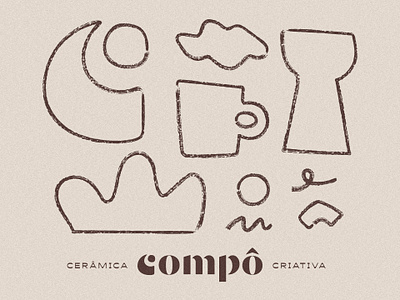 Compô Creative Ceramic abstract branding ceramic design earthy flat graphic design icon illustration logo mark minimal pottery simple