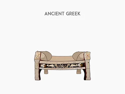 Ancient Greek bed bed flat furniture vector
