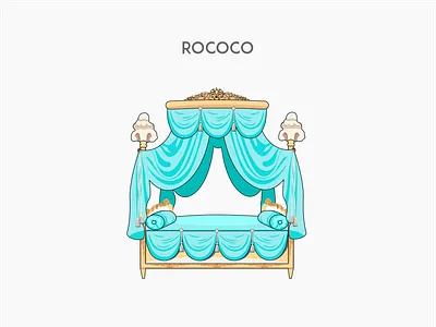 Rococo bed bed flat furniture vector