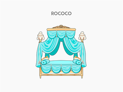 Rococo bed bed flat furniture vector