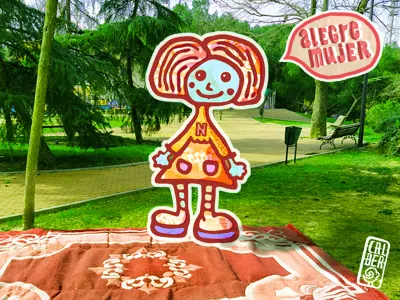 happy girl carpet colour composition girl graphic illustration ink joy landscape narrative natures portrait poster rug block design geometric sketch texture tone woman