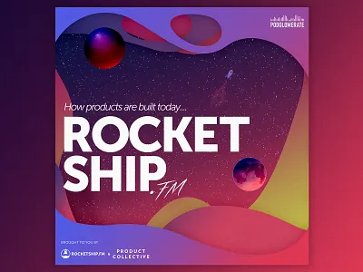 Rocketship Podcast Cover Concept album art artwork branding branding concept branding design cover cover art cover design illustration logo outerspace planet podcast podcast art podcast cover rocketship space