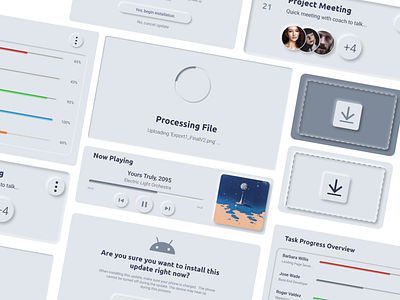 Card UI Elements #2 - Neumorphism cards clean dashboard dashboard design design elements grid layout shadows typography ui ui elements ux web