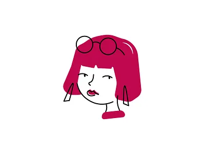 girl with pink hair adobe illustrator avatar girl girl with glasses glasses illustration minimal minimalist person