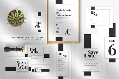 Minimal Black Wedding Suite anniversary black card design diy elegant feminine invitation invitation card invitation set invitations invite minimal minimalist modern party wedding card wedding invitation wedding invite weddinginvitations