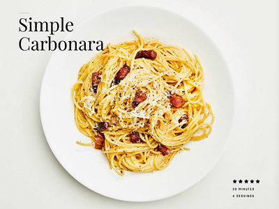 Carbonara Recipe Card - Weekly Warmup animation food foodie layout recipe