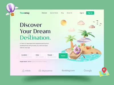 Tourency - Travel Web Header Design✈️ adobe photoshop agency creative design figma place tour tourist travel travel agency website travel place traveller ui ui design ui ux design visual design web design web header web template web ui website design