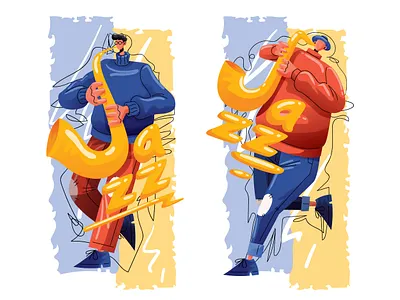 Jazz Saxophonist character design festival jazz musician player saxophone saxophonist typography