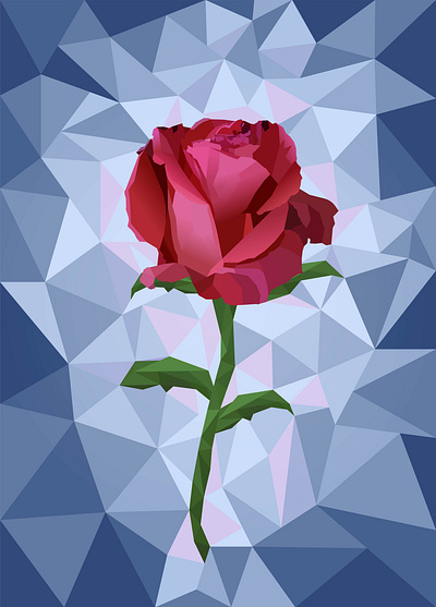 Red rose beauty card cover design farytale girl glass illustration magic poly polygonal polygons red romantic rose valentine