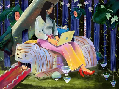 Tiger Mother abstract design illustration surreal