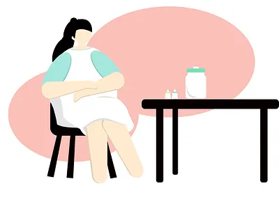 Pregnant Woman thinking for her baby delivery animation character design flat illustration minimal pregnancy pregnant sitting vector web woman