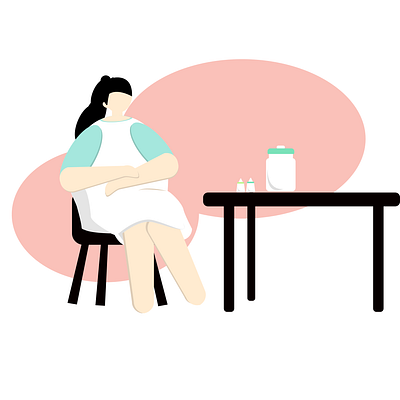 Pregnant Woman thinking for her baby delivery animation character design flat illustration minimal pregnancy pregnant sitting vector web woman