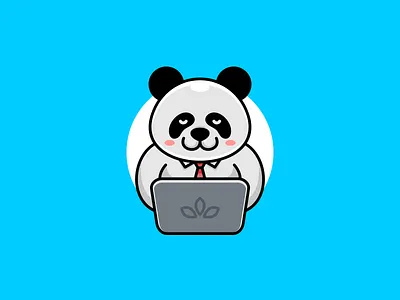 Working Panda animal animal art animal logo character cute cute fun funny funny icon illustration laptop logo mascot panda panda logo vector work