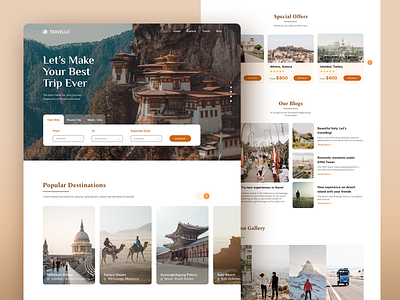 TRAVELLO - LANDING PAGE design homepage landing page layout travel travelling ui web web design website