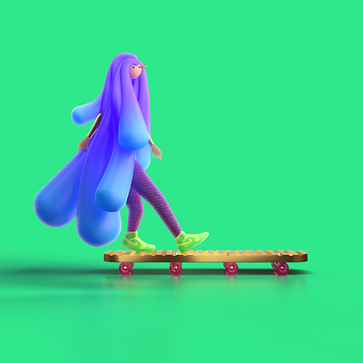 Letter L for 36 days of type 36dayoftype 36daysoftype07 3d 3d illustration action activity animation c4d character green letter modelling redshift rendering skater sport