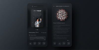 Corona Virus UI Design (Neumorphic) Concept branding corona coronarender coronavirus covid19 dark ui design doctor figma figmadesign freelancer health healthcare icon illustration minimal mobile ui neumorphic ui vector