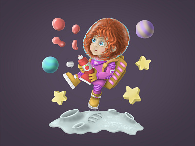 Little space traveler 2d art austronaut cartoon character cg art character design characters characters design digital art digital illustration digital painting illustration