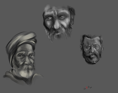 Face Study art beard black white cg character character design creative face head line drawing lineart male old man painting photoshop sketch