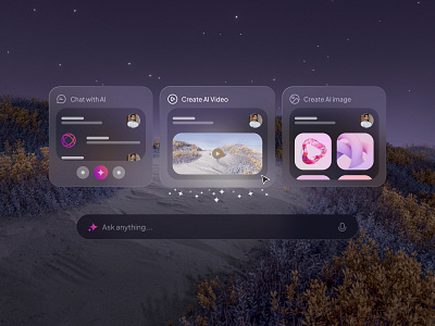 Ai Assistance - Components ai ai chat ai image ai video assistance chat bot chat gpt dark mode dashboard gemini glassy image generator llm productdesign promt ui uidesign uiux
