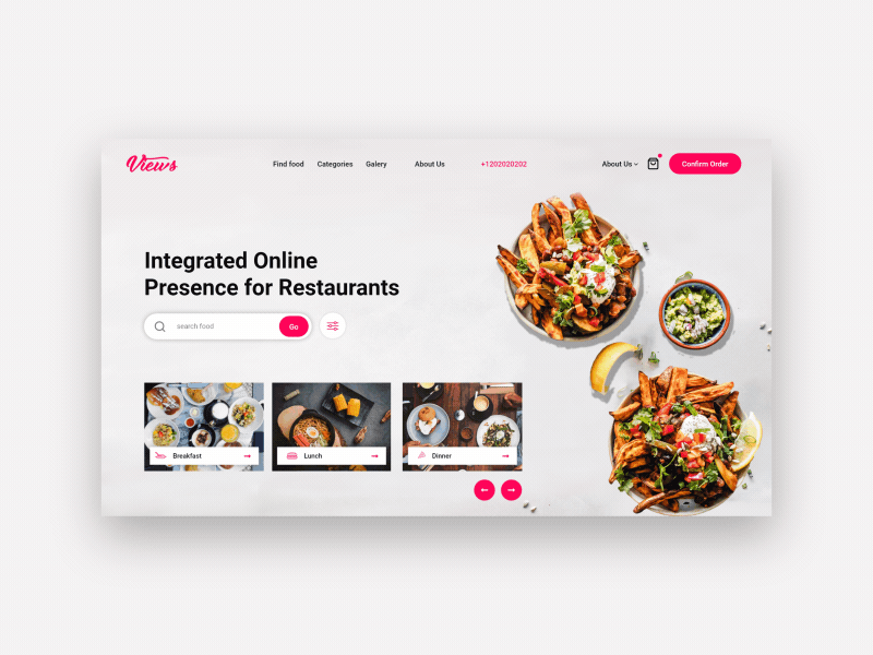 Restaurant Landing Page UI Concept Part 1 animation app clean interaction interface landing minimal minimalist slider ui uiux ux web web design website