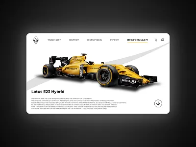 Renault RS16 Concept adobexd branding cars cool f1 figma flat formula landing page minimal mobile app simple sports uiux ux ux design web ui