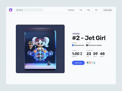 NFT #2 - Jet Girl 3d 3d character animation cartoon character clean cute dog girl illustration jet minimal nft plane toy box ui ui design ux ux design web design