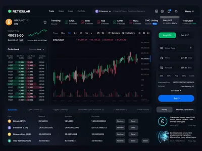 Reticular: Trading Tool 2022 bitcoin black mode chart crypto cryptocurrency dashboard ethereum light mode minimal nft panel swap trade trade crypto trade nft traders trading tool web