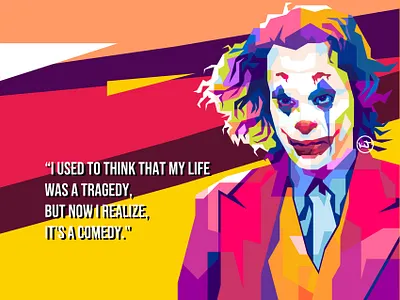 Joker (2019) in WPAP colorful art colourful illustration joker joker movie pop art popart popular portrait vector vector art