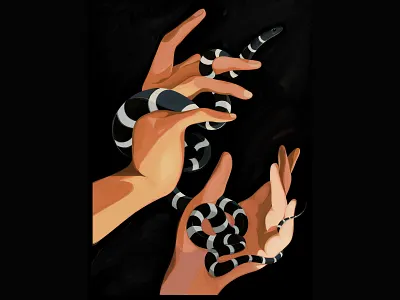 Handle with care art hands illustration oil paint renaissance snake
