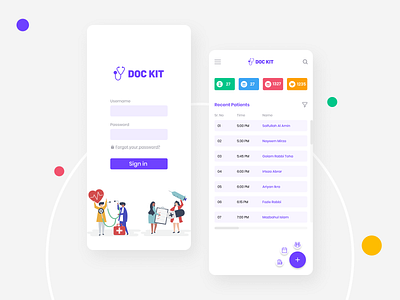 Doc Kit — Login & Dashboard 📝 2020 app branding colorful dashboard doctor figma icon illustration login management system medical app minimal patient sign in trend ui ux web app web design