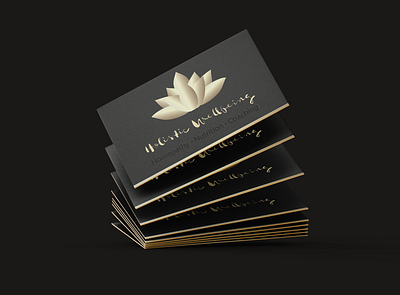 Rebranding for Hollistic Wellbeing Coach. A Dark and Gold theme. artwork beautiful logo brand design branding business card design business cards dark theme gold illustrator logo rebranding