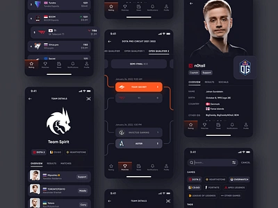 Cybersport Portal App apex legends cs go cyber cybersport cybersport app dota fortnite game gamers gaming gaming app hearthstone ios mobile overwatch stream streaming team team spirit ui visual design