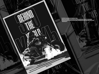 Behind the world 300 Km/h artwork black and white brand cover dailyposter design designfeed editorial design flyer for sale layout motorcycle poster print social media social media design social network swiss poster visual art visual design