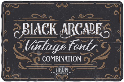 Black Arcade Vintage Font Pack abc alphabet decoration design font graphic label lettering old retro set sign style symbol text type typeface typography vector vintage