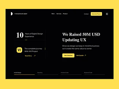 Web UI agency website branding clean dark website design agency graphic design header hero landing page menu menu design product design services typography ui ui ux user experience ux web ui website