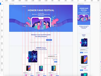 Huawei HiHonor Fans Festival art characterdesign clean design flat graphic design illustration landing page landing page design landing page illustration landing page ui linework minimal ui uiux ux uxdesign vector wireframe wireframe design