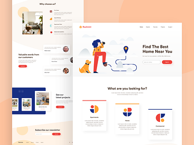 Find Home For Rent- Landing Page Design clean design flat landing page landing page design landingpage ui uiux user experience user interface ux web design website website design