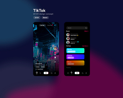 TikTok App Concept Refresh app app design concepts dark mode design flat icon minimal mobile ui ui uiux ux