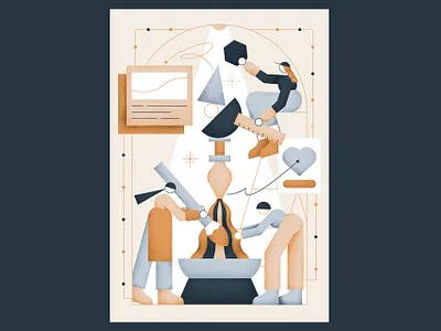 Craft association 2d ai character clean computer design design art flat geometric girl graphic grey icon illustration minimal mobile pattern vector web woman