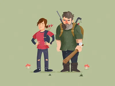 Joel & Ellie ellie illustration joel last of ps4 the last of us us video games videogame