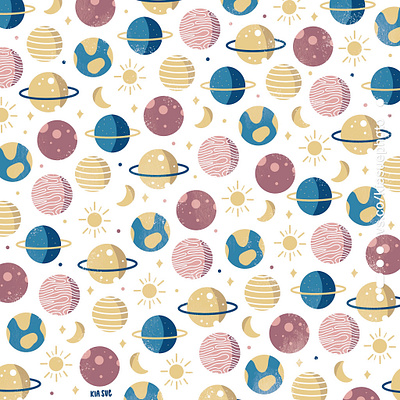 planets pattern illustration ipad art ipad pro kiasue monatsmottomalerei pattern patterndesign procreate procreate illustration space