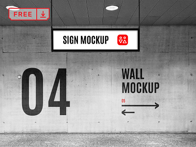 Free Wayfinding Sign & Wall Mockup branding design download free freebie identity logo mockup mockups psd sign template typography wall wayfinding