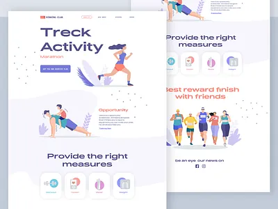 Landing Page for Running sport programm clean app clean design clean ui digital illustration flat design flatdesign landing page landing page design minimal sport website ui ux webdesign website concept