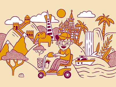 Traveling with a Disability (Washington Post) boat bytheway disability editorial electric great wall of china jungle mountains news palm trees russia scooter spot travel washingtonpost washpo washpost waterfall wheelchair