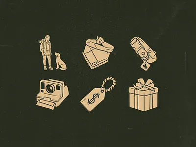 Hoot&co custom icons adventure bandana branding commission custom icon design dog dog collar doggy gift handdrawn hiking illustration polaroid price tag vector