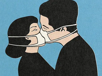 Corona Love halftones mask sick vintage