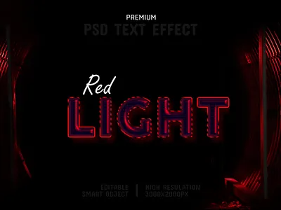 Red Neon Light-PSD Text Effect Template 🚨 psd text effect red neon light