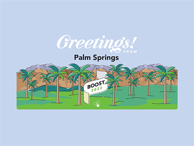 Palm Springs postcard badge branding california card desert design icon icon set illustration logo mountains oasis palm springs palms photoshop postcard stamp sticker sunset vector