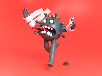 toilet roll rage. 3d 3d art c4d character cinema4d colors comedy coronavirus design redshift render toilet paper virus
