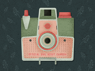 Official Girl Scout Camera Green camera digital drawing flowers illustration pastel colors pattern retro vector vintage